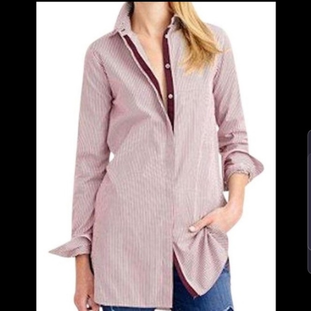 Navy jcrew button down shirt.